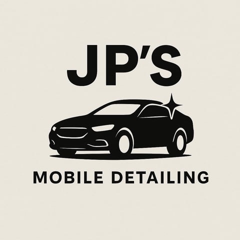 JP's Mobile Detailing logo featuring black silhouette of a sedan with star accent on beige background