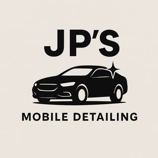 JP's Mobile Detailing logo featuring a black silhouette of a car with a star accent and business name text